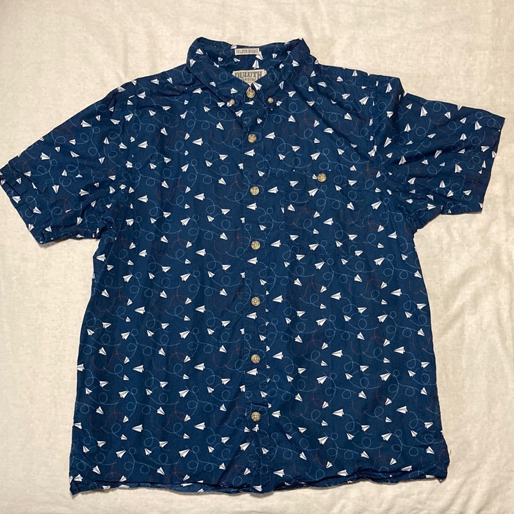 Duluth‎ Trading Co 100% Cotton Paper Airplane Short Sleeve Shirt | Slim Fit